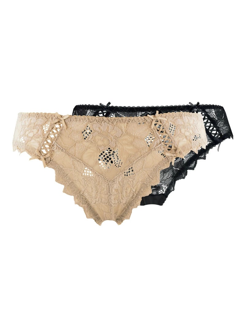 Lot De Deux Slips Arum Sans Complexe Noir Beige - Kiabi