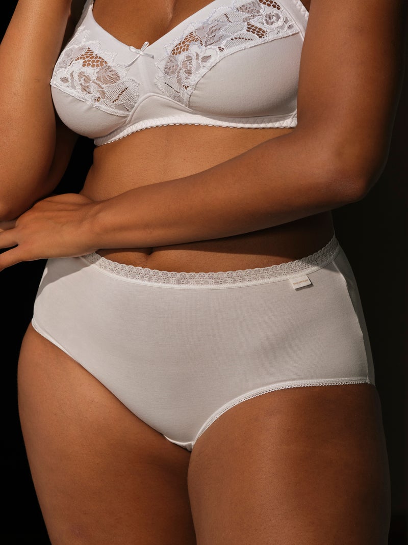 Lot de deux slips classique coton b sans complexe lingerie Blanc - Kiabi