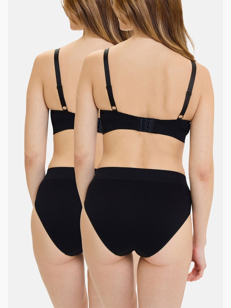 Lot de deux slips essentiel confort sans complexe lingerie Noir - Kiabi