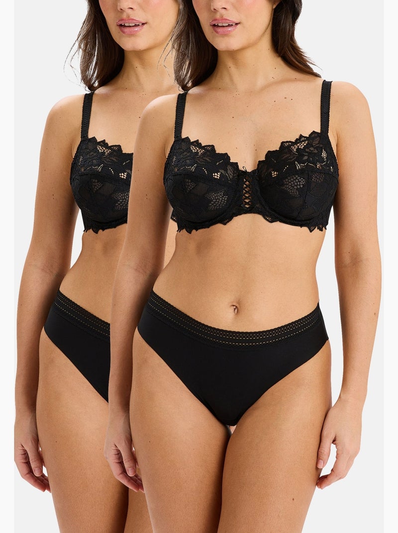 Lot de deux slips invisible coton sans complexe lingerie Noir - Kiabi