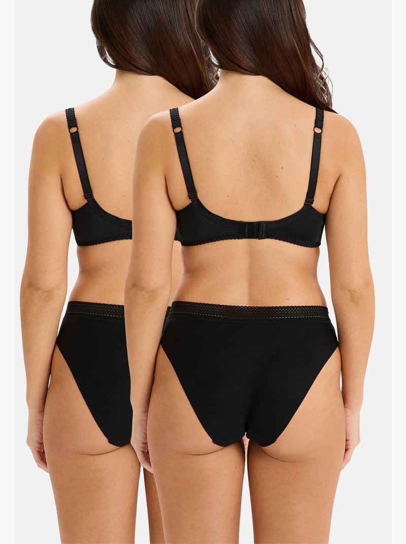 Lot de deux slips invisible coton sans complexe lingerie Noir - Kiabi