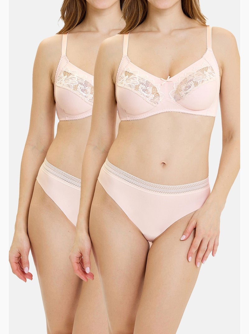 Lot de deux slips invisible coton sans complexe lingerie Rose pâle - Kiabi