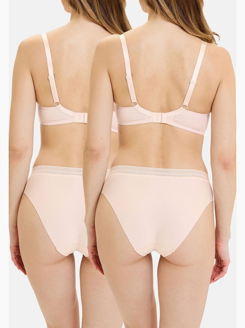 Lot de deux slips invisible coton sans complexe lingerie Rose pâle - Kiabi