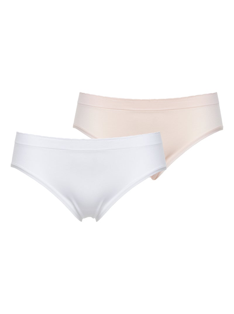 Lot de deux slips Zen Attitude Billet Doux Beige/Blanc - Kiabi