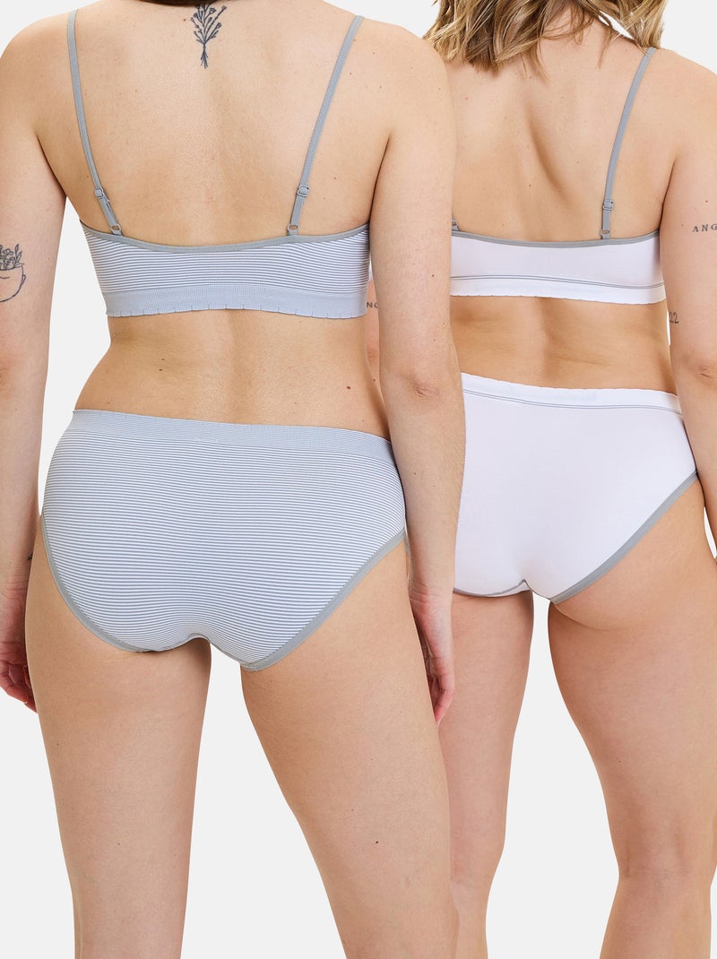 Lot de deux slips Zen Attitude Billet Doux Blanc Gris Blanc - Kiabi
