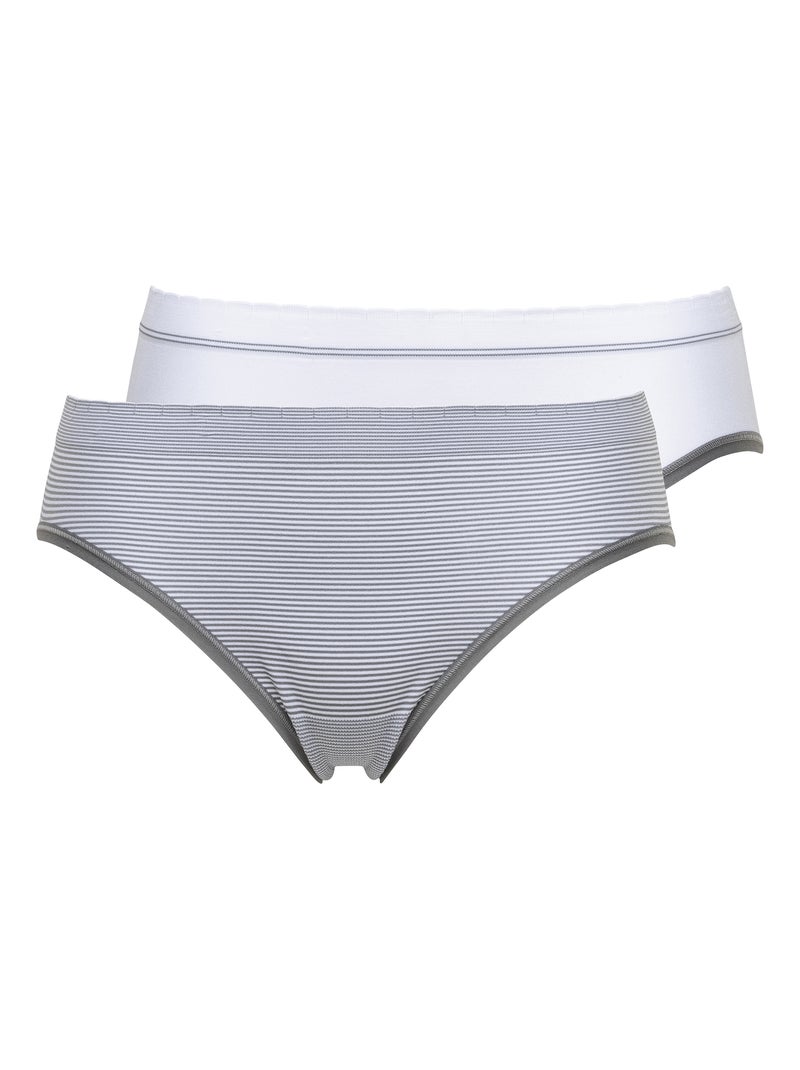 Lot de deux slips Zen Attitude Billet Doux Blanc Gris Blanc - Kiabi