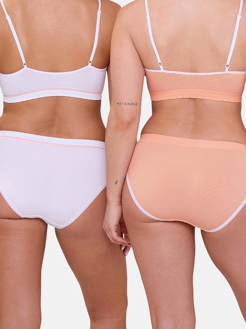 Lot de deux slips Zen Attitude Billet Doux Blanc Orange Blanc - Kiabi