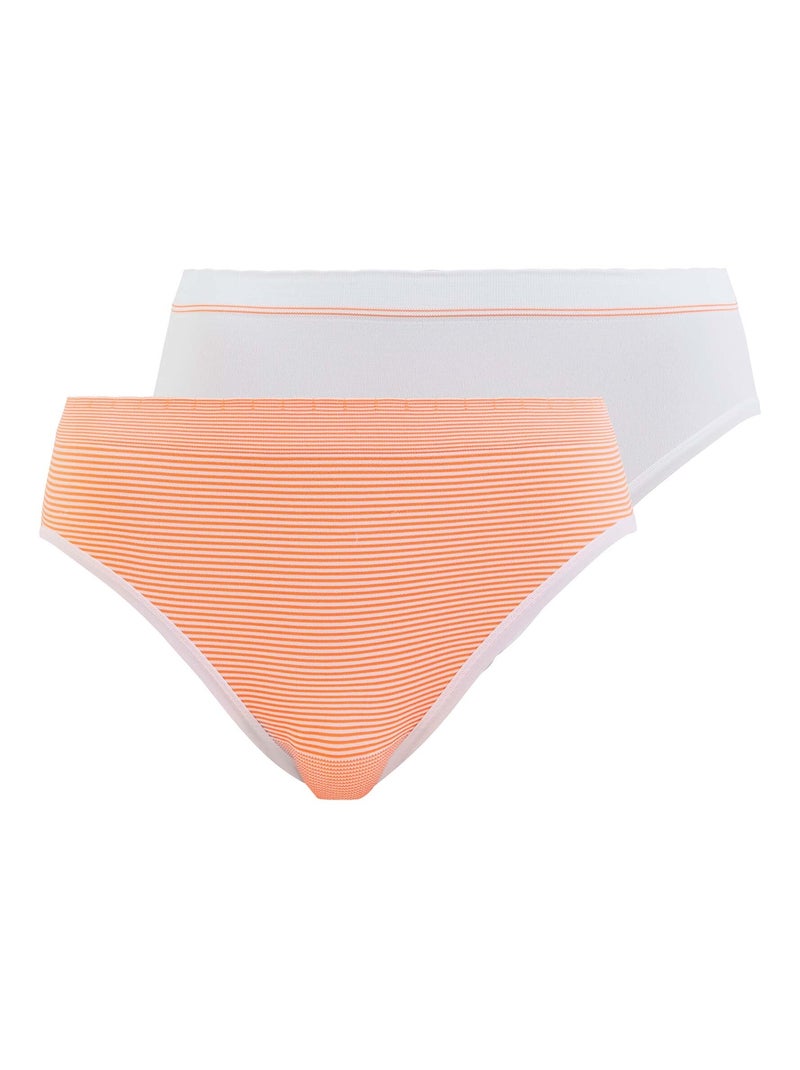 Lot de deux slips Zen Attitude Billet Doux Blanc Orange Blanc - Kiabi