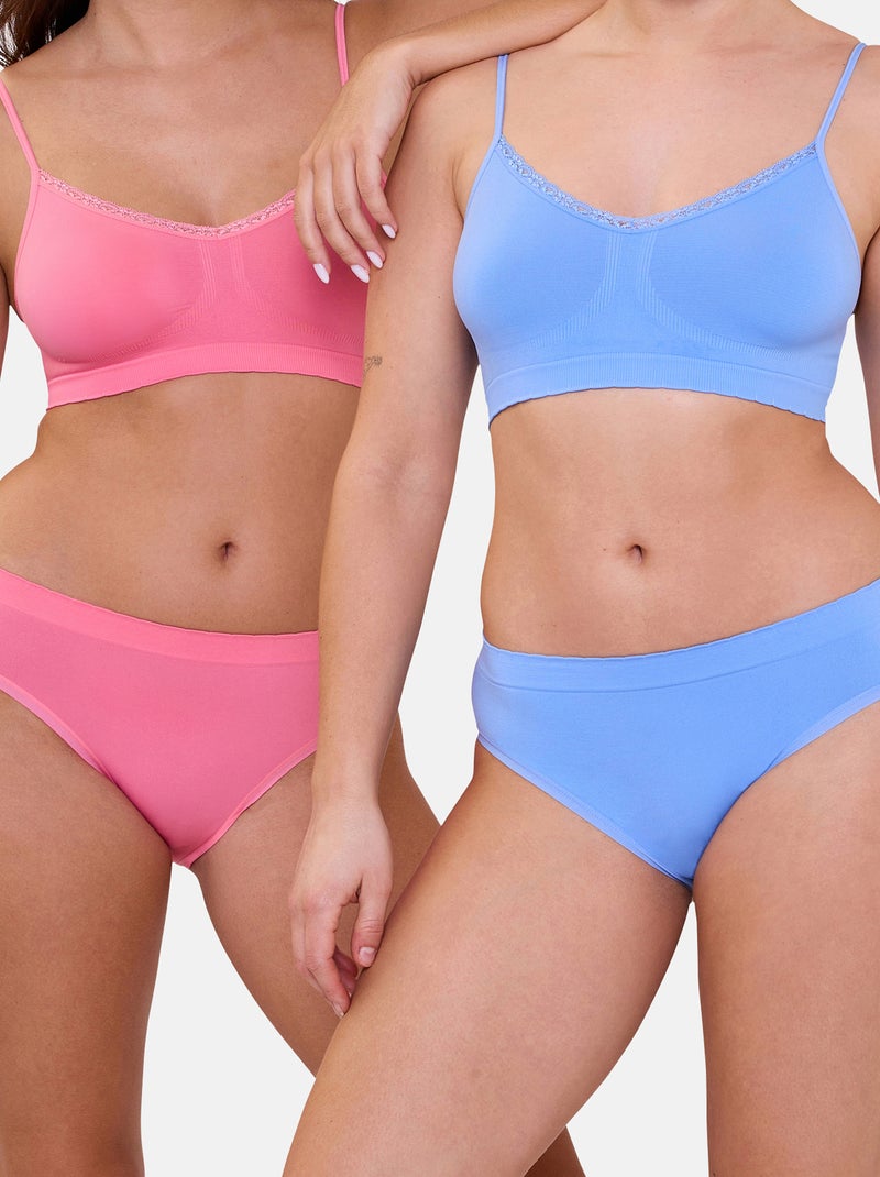 Lot de deux slips Zen Attitude Billet Doux Bleu Rose clair - Kiabi