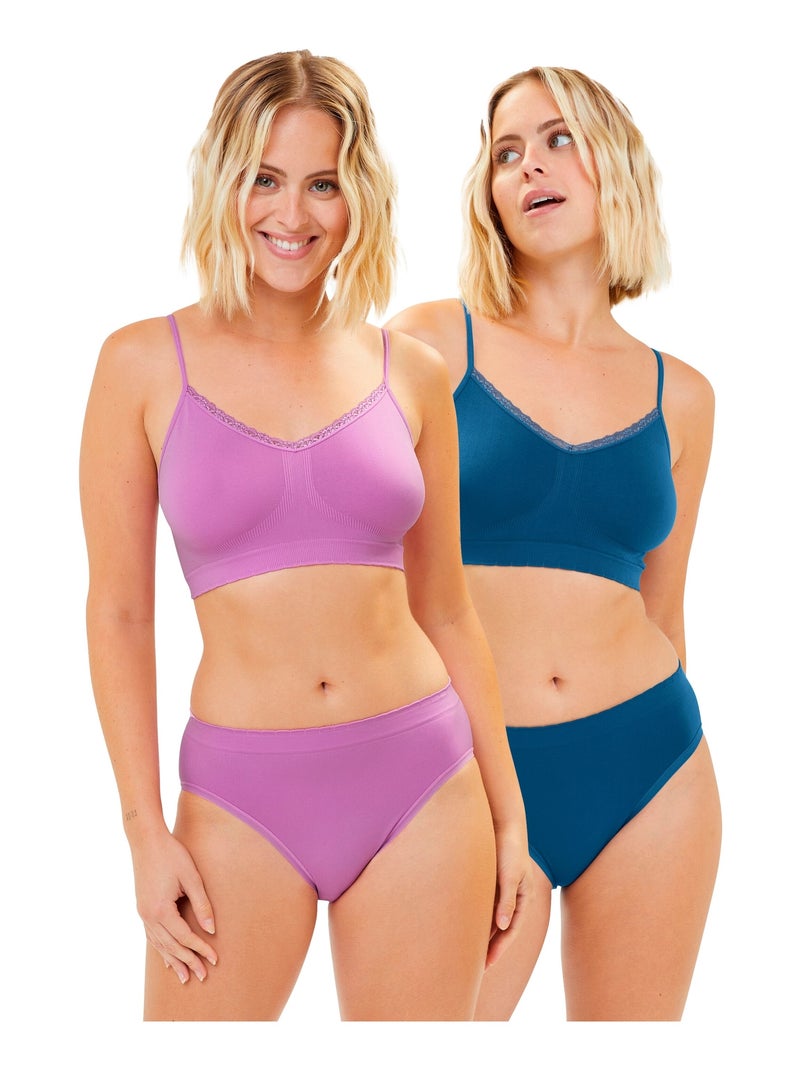 Lot de deux slips Zen Attitude Billet Doux Bleu Rose - Kiabi
