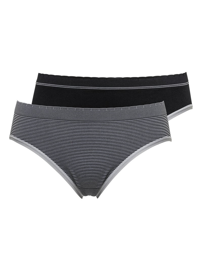 Lot de deux slips Zen Attitude Billet Doux Noir Gris Noir - Kiabi