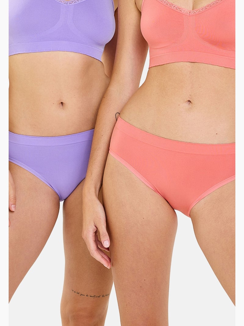Lot de deux slips Zen Attitude Billet Doux Orange corail - Kiabi