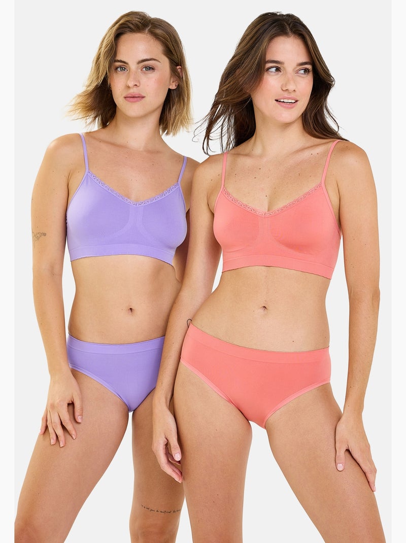 Lot de deux slips Zen Attitude Billet Doux Orange corail - Kiabi
