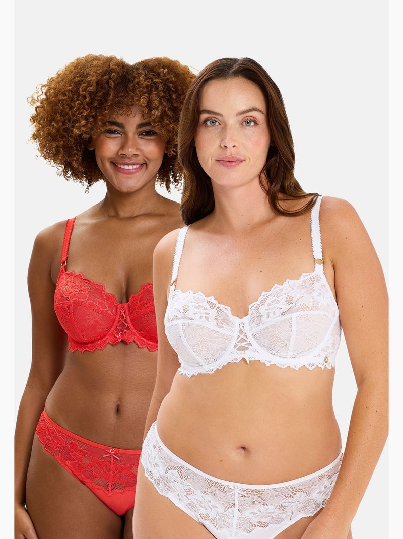 Lot de deux soutiens gorge arum prima sans complexe lingerie Blanc Rouge - Kiabi