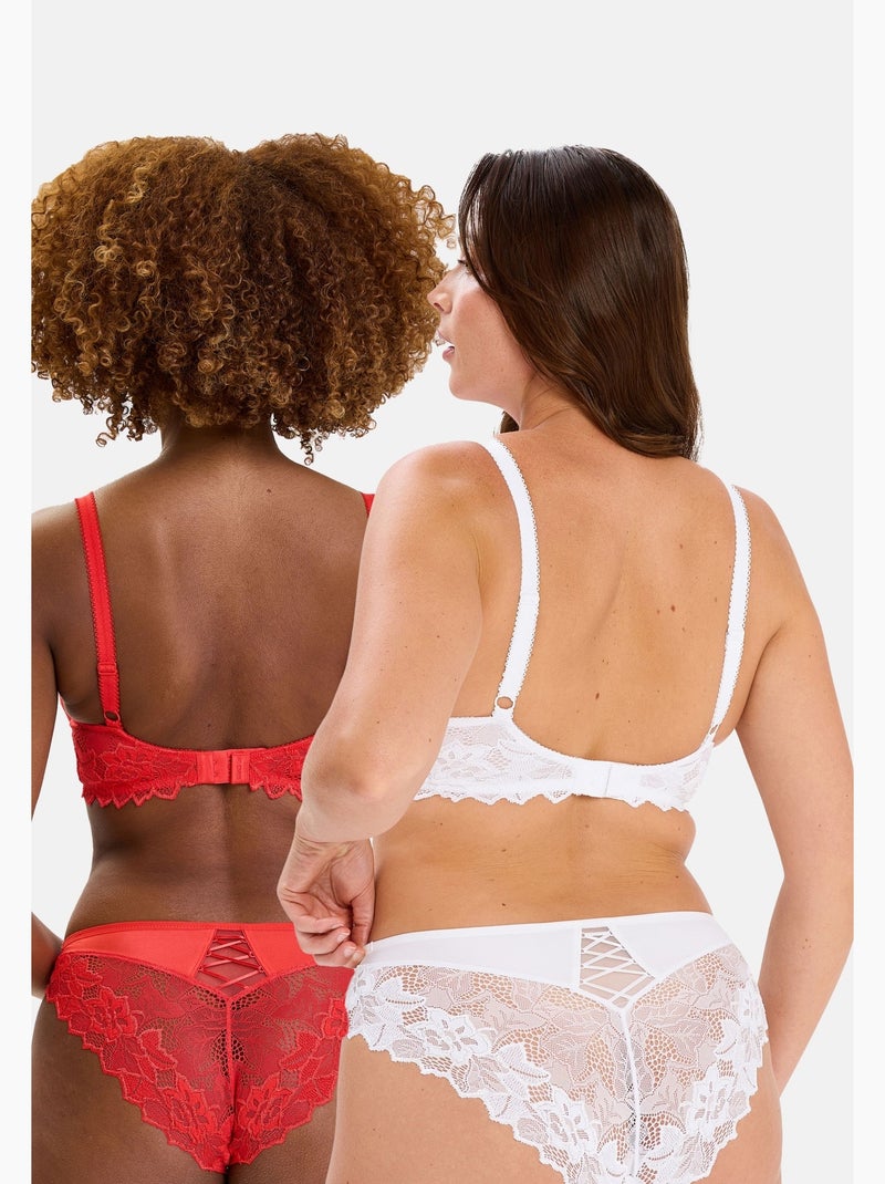 Lot de deux soutiens gorge arum prima sans complexe lingerie Blanc Rouge - Kiabi