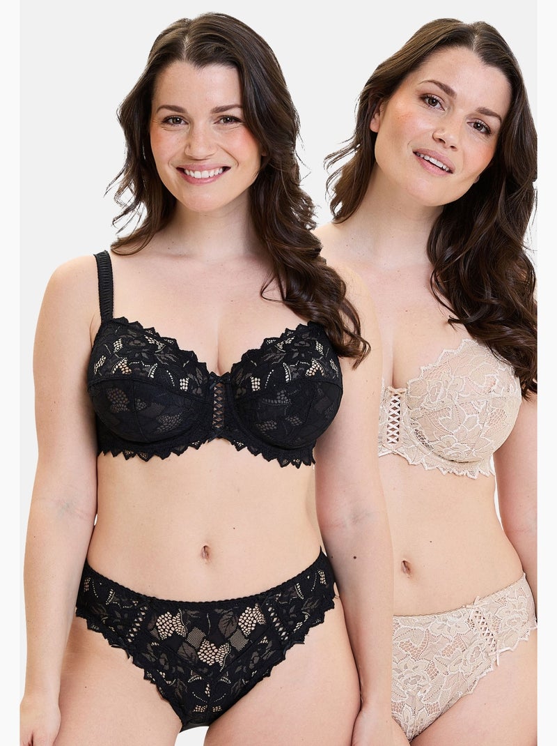 Lot de deux soutiens gorge arum sans complexe lingerie Noir Beige - Kiabi