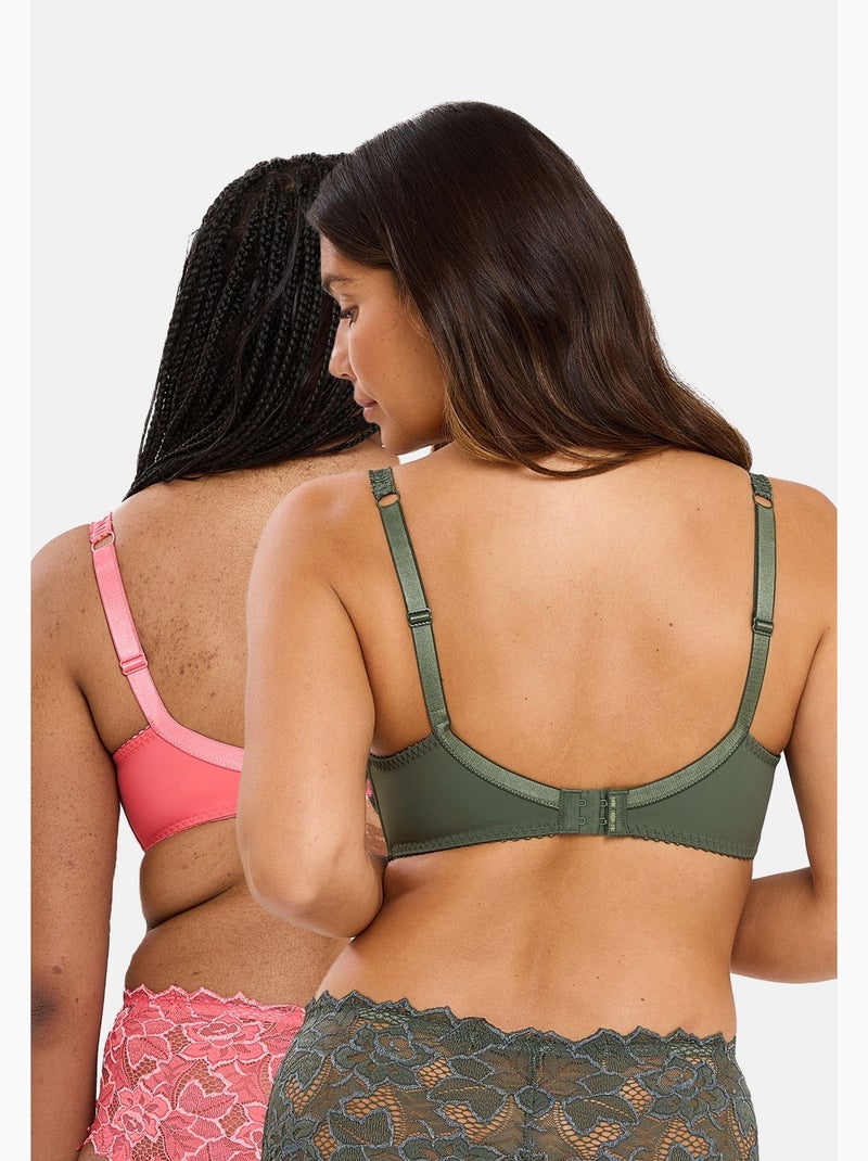 Lot de deux soutiens gorge arum sans complexe lingerie Rose/Vert - Kiabi