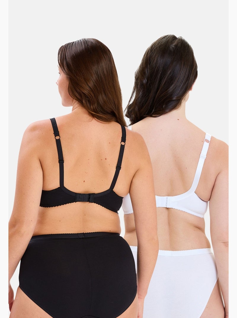 Lot de deux soutiens gorge coton d'arum sans complexe lingerie Noir Blanc - Kiabi