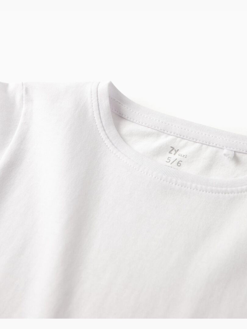 T-shirt Manches Courtes Fille - Jersey Coton Doux, Coupe Classique, Tailles 3 à 8 Ans