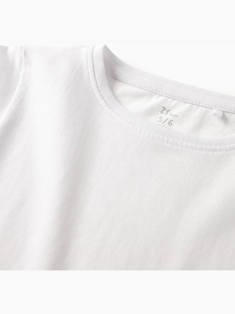 Lot de deux T-shirts blancs unis pour fille manches courtes ESSENTIALS LINE Blanc - Kiabi