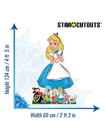 Lot de Figurines en carton - Alice au Pays des Merveilles - Alice et 6 Mini-Figurines - Haut 134 cm