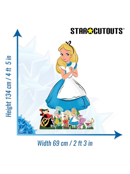 Lot de Figurines en carton - Alice au Pays des Merveilles - Alice et 6 Mini-Figurines - Haut 134 cm - Kiabi