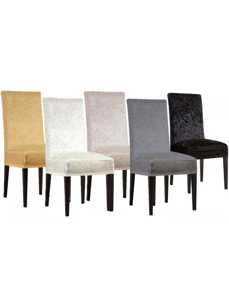 Lot de Housse de chaise en Velours Ecru - Kiabi