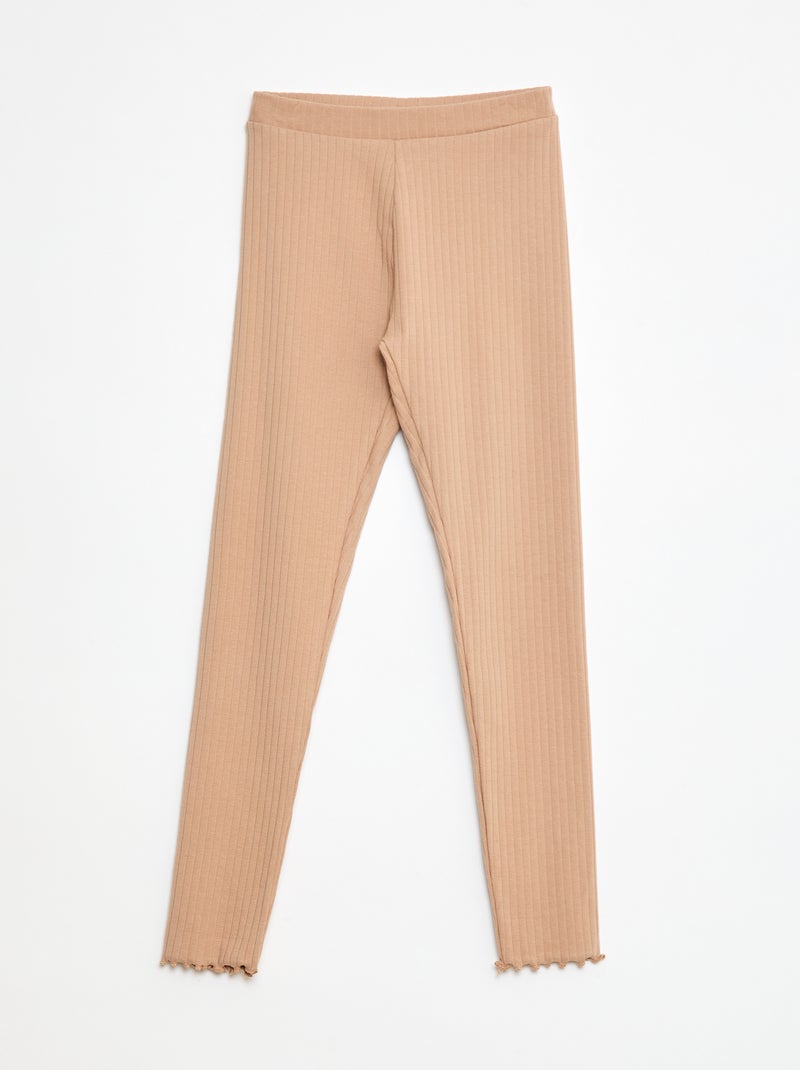Lot de leggings côtelés 1 imprimé + 1 uni - 2 pièces Beige - Kiabi