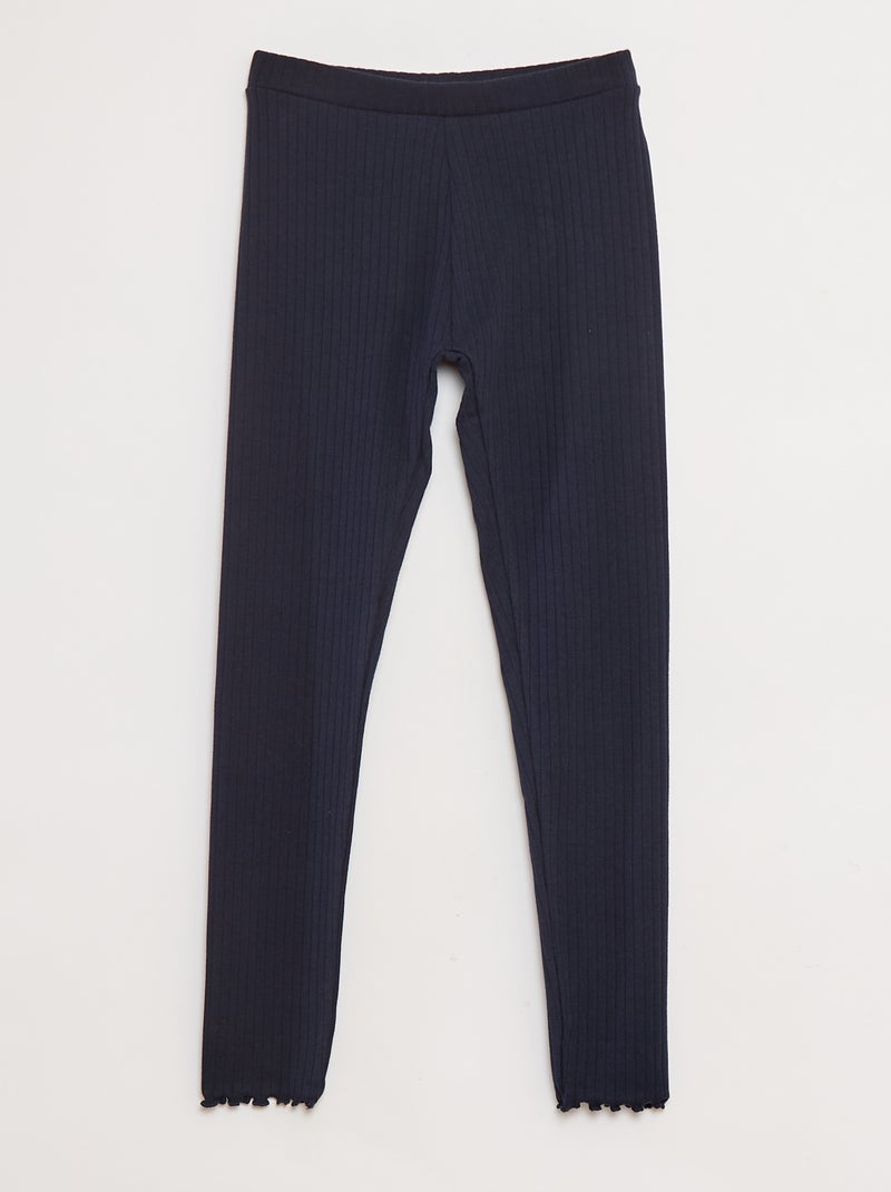 Lot de leggings côtelés 1 imprimé + 1 uni - 2 pièces Bleu - Kiabi