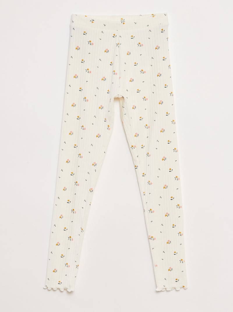 Lot de leggings côtelés 1 imprimé + 1 uni - 2 pièces Bleu - Kiabi