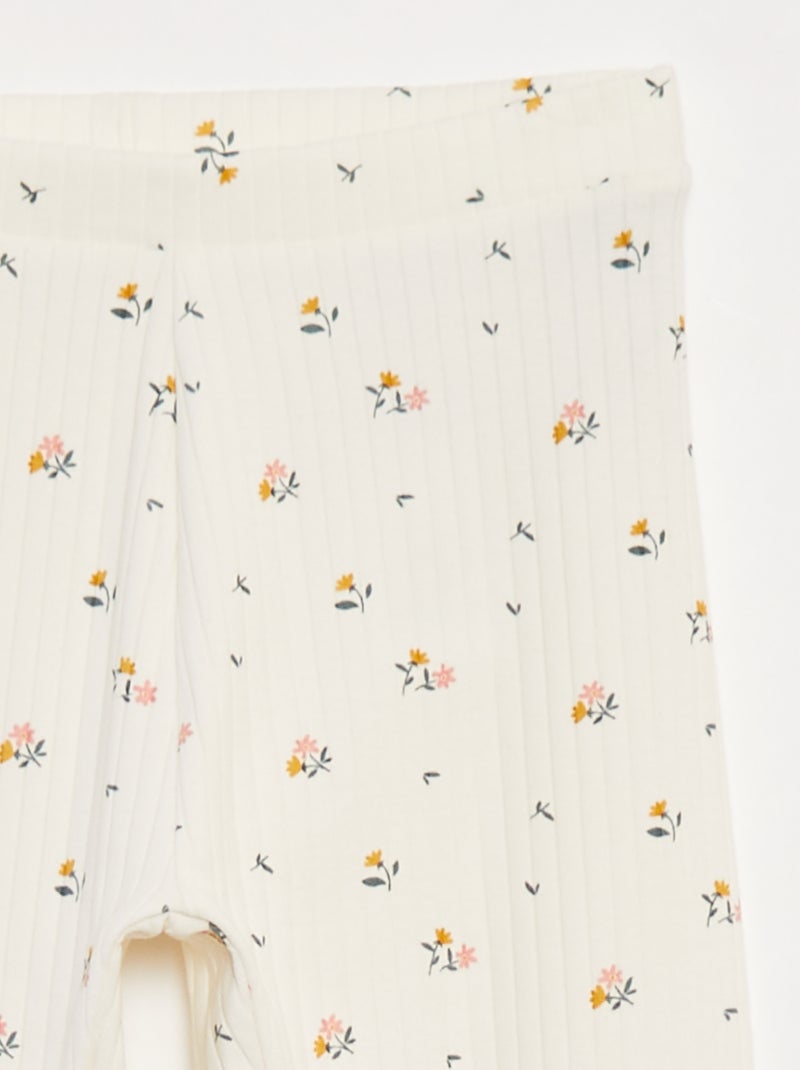 Lot de leggings côtelés 1 imprimé + 1 uni - 2 pièces Bleu - Kiabi