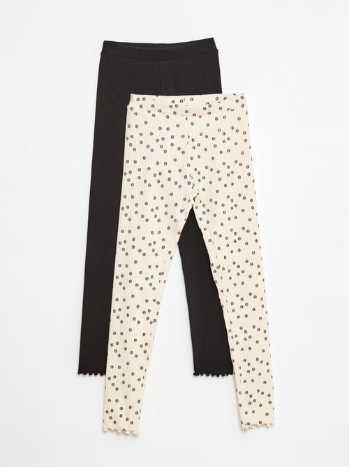 Lot de leggings côtelés 1 imprimé + 1 uni - 2 pièces - Kiabi