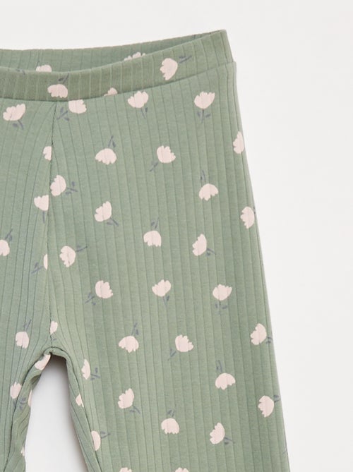Lot de leggings côtelés 1 imprimé + 1 uni - 2 pièces - Kiabi