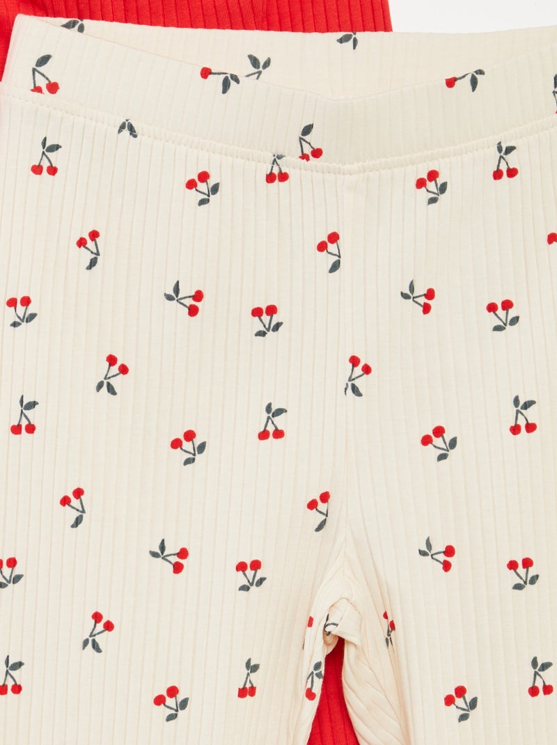 Lot de leggings côtelés Rouge/blanc - Kiabi