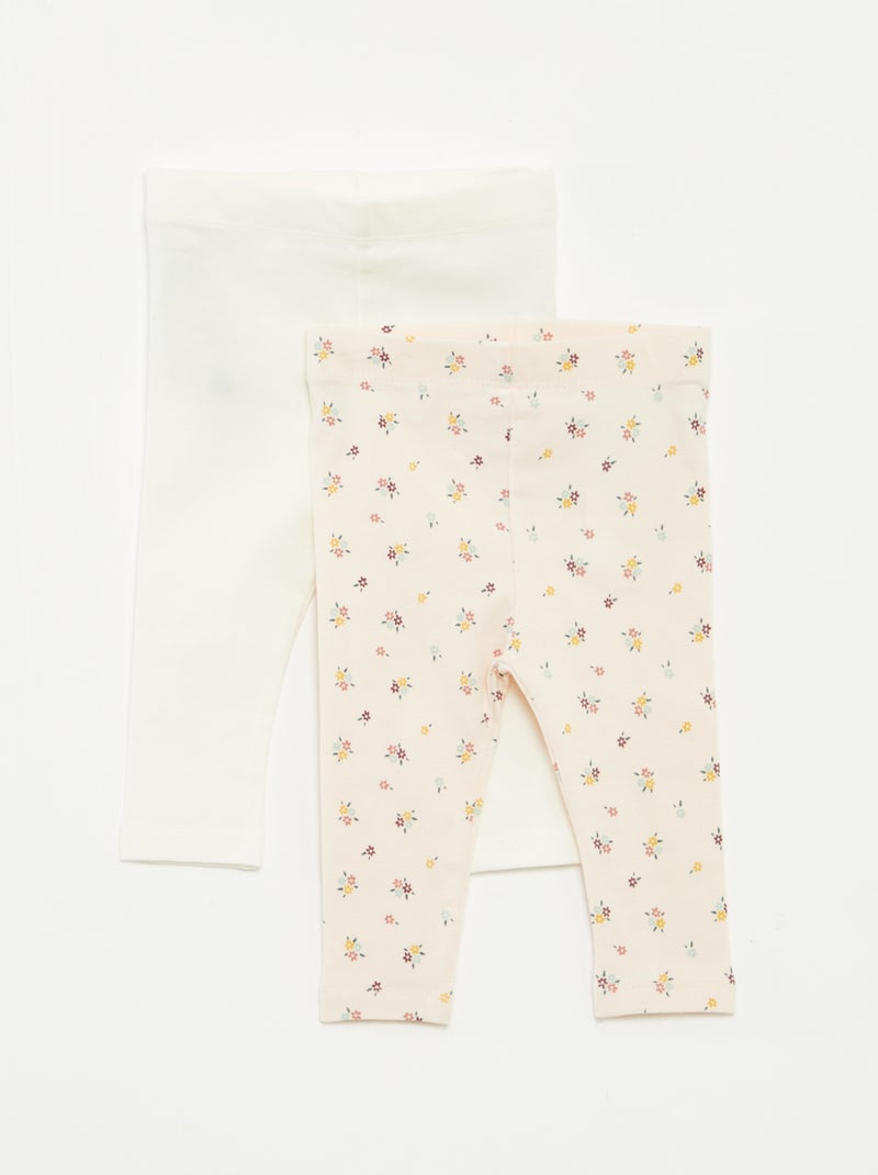 Lot de leggings long 1 imprimé all-over / 1 couleur unie Blanc - Kiabi