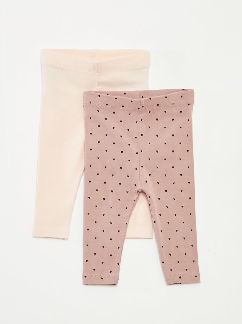 Lot de leggings long 1 imprimé all-over / 1 couleur unie Rose - Kiabi