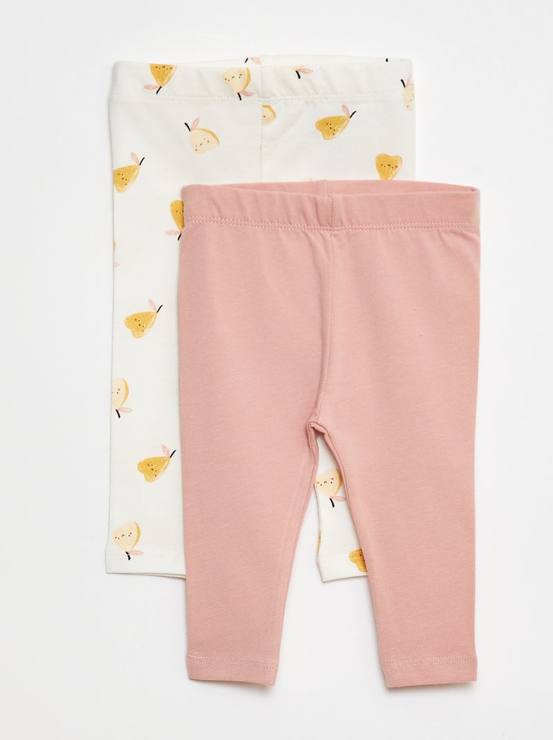 Lot de leggings long 1 imprimé all-over / 1 couleur unie Rose - Kiabi