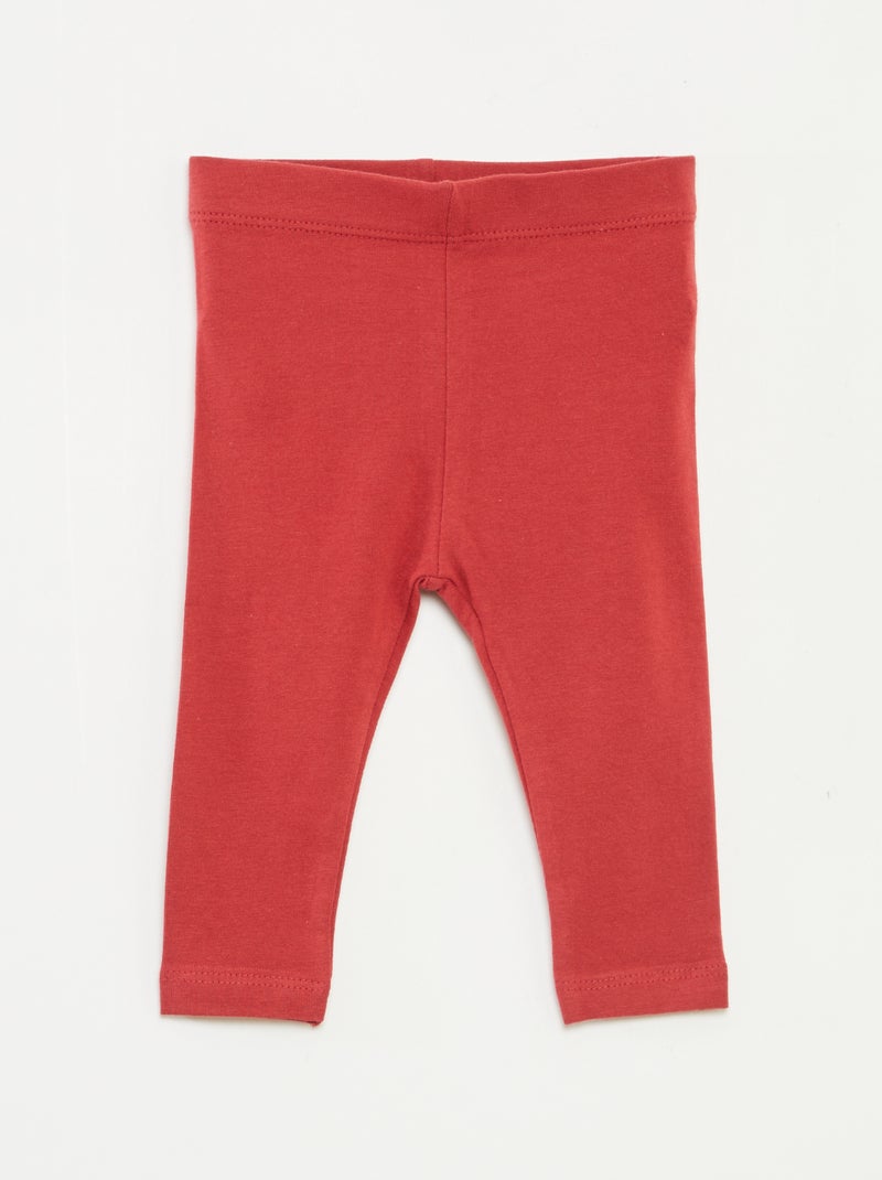 Lot de leggings long 1 imprimé all-over / 1 couleur unie Rouge - Kiabi