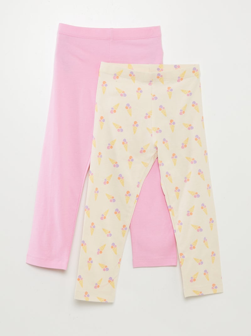 Lot de leggings longs à motif - 2 pièces Blanc/rose - Kiabi