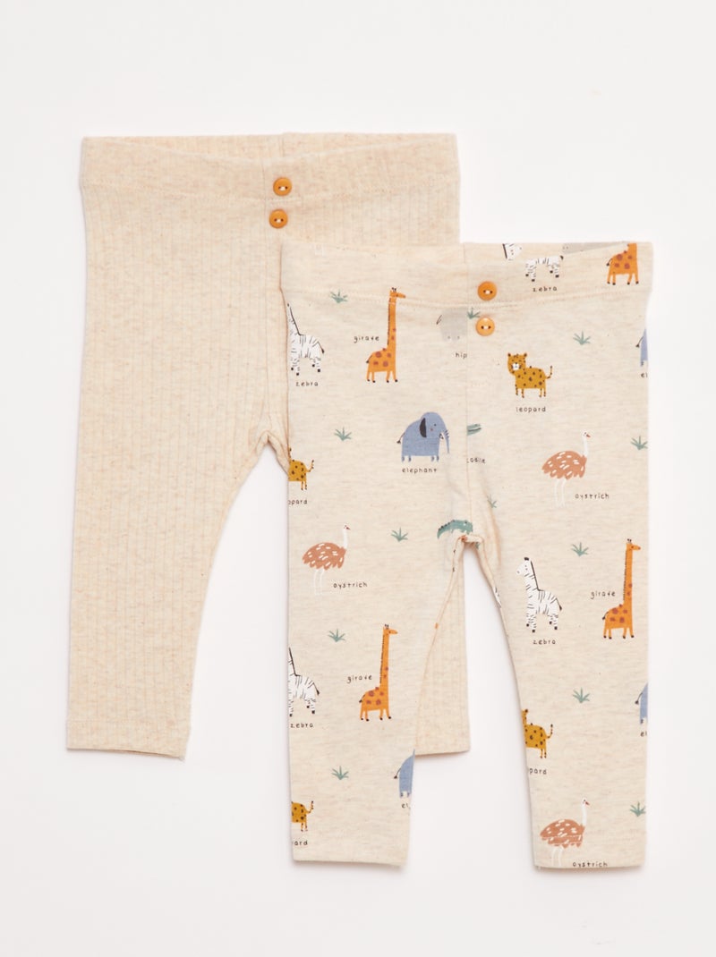 Lot de leggings longs Beige - Kiabi