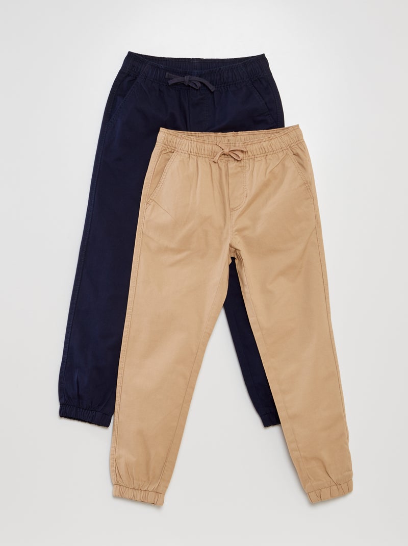 Lot de pantalons jogger - 2 pièces Marine/beige - Kiabi
