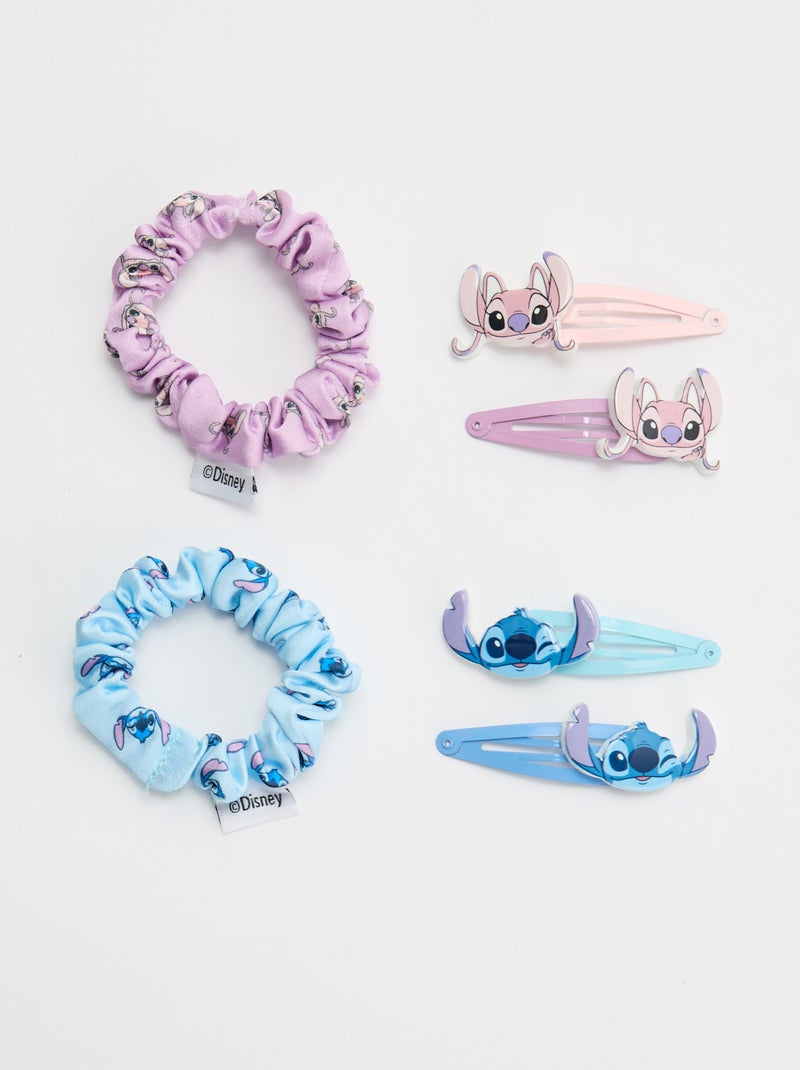 Lot de pinces clic clac + chouchous 'Stitch' Bleu - Kiabi