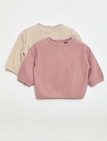 Lot de pull en maille doudou col boutonné