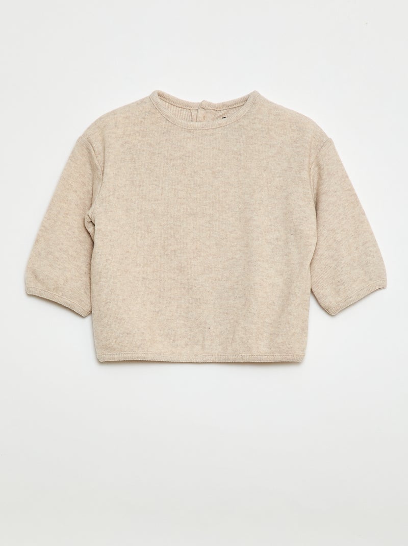 Lot de pull en maille doudou col boutonné Beige - Kiabi