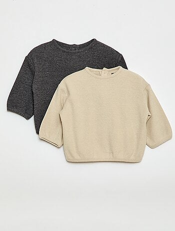 Lot de pull en maille doudou col boutonné