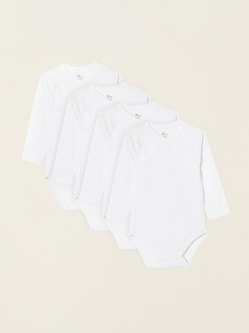 Lot de quatre bodies blancs à manches longues pour bébé manches longues ESSENTIALS LINE Blanc - Kiabi