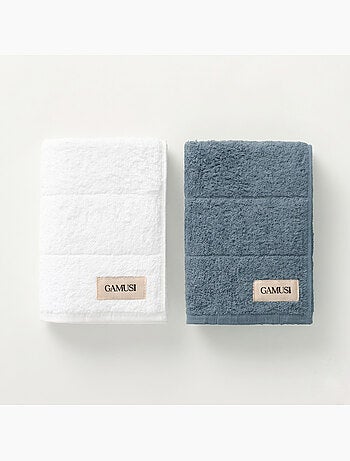 Lot de serviettes bain et toilette 100 % coton, 600 g/m², avec boucle - Gamusi