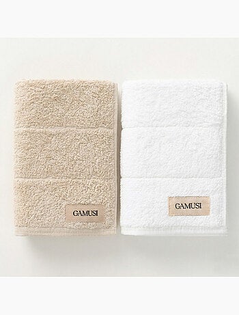 Lot de serviettes bain et toilette 100 % coton, 600 g/m², avec boucle - Gamusi