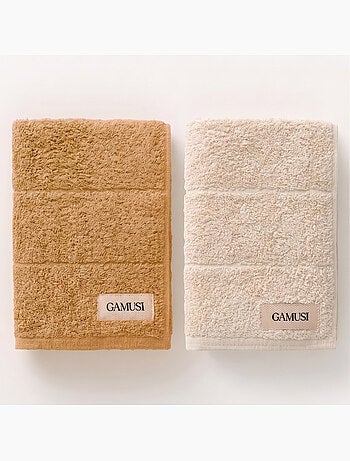 Lot de serviettes bain et toilette 100 % coton, 600 g/m², avec boucle - Gamusi