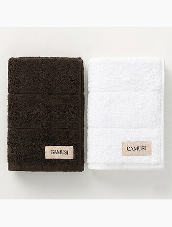 Lot de serviettes bain et toilette 100 % coton, 600 g/m², avec boucle - Gamusi